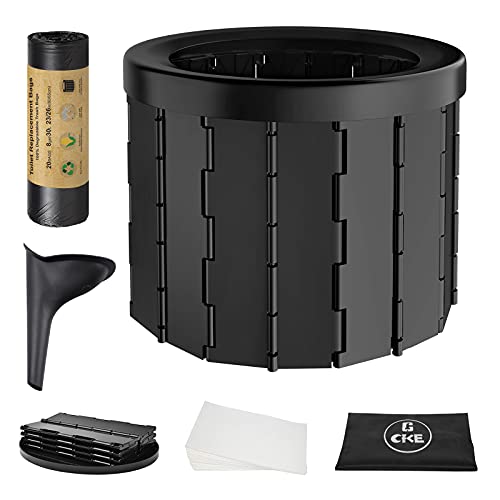 CKE Portable Toilet, Folding Portable Toilet for Car Travel Toilet Camping Toilet Portable Potty for Adults, Bucket Toilet, Waterproof Portable Folding Toilet for Car/Boat/Hiking/Long Trips