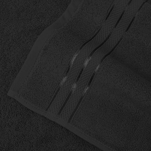 Image of Elegant Comfort Three Line Popcorn Extra Large Luxury Bath Towel - 40 inch x 80 inch inch, Premium Hotel Spa Quality 1 Piece Oversized Bath Sheet 100% Turkish Cotton Super Soft Highly Absorbent, Black