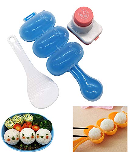 Rice Ball Molds DIY Ball Shape Sushi Maker Mould Seaweed Cutter Rice Ball with Spoon Kitchen Mold Tools
