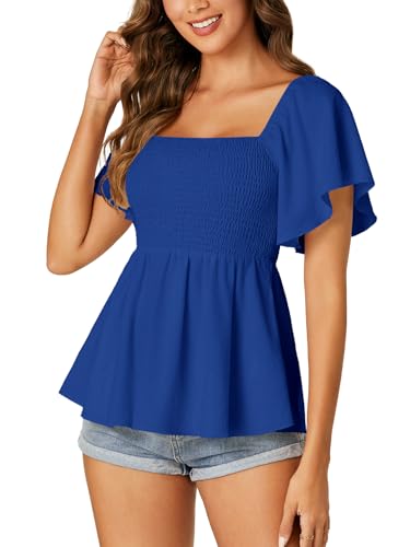 Image of LYANER Women's Square Neck Cute Peplum Top