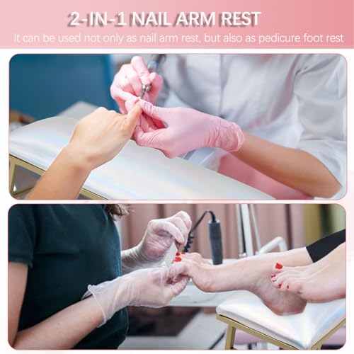 Descanso de braço para tecnologia de unhas, descanso de mão de couro de microfibra, sem necessidade
