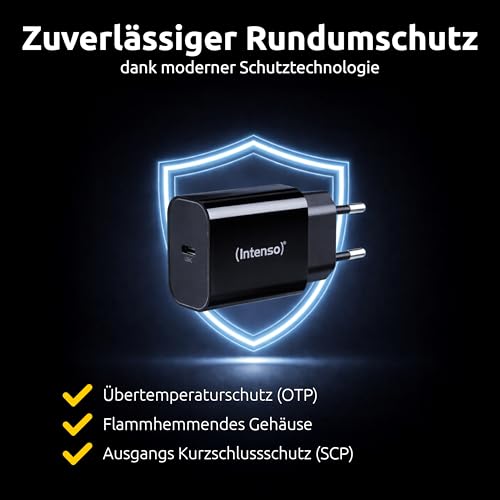 Intenso Power Adapter W20C, 20W, USB-C aansluiting, voor iPhone, Samsung Galaxy, iPad en meer, zwart - Afbeelding 6