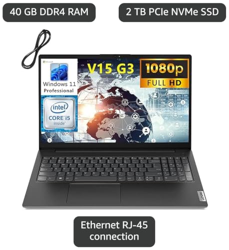 Image of Lenovo V15 G3 Business Laptop Computer, 15.6 inch FHD Display, 12th Gen Intel 10 Cores i5-1235U (Beat i7-1195G7), 16GB DDR4 RAM, 1TB PCIe SSD, WiFi, BT 5.1, Windows 11 Pro, AZ-XUT Cable