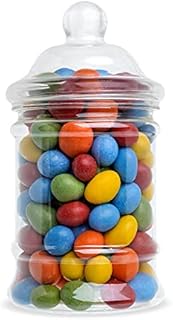 Pack of 3 Round Plastic Sweet Jars with Lids  Clear Plastic Food Storage Containers with Victorian Style Lids for Sweets, Dry Good, Nuts & more (380ml)
