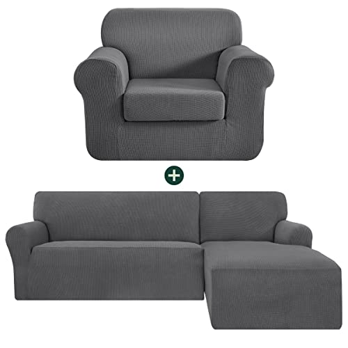 Chun Yi Small Armchair Cover And L Shaped Sofa Slipcovers (Light Gray, Right Chaise) #TOP17