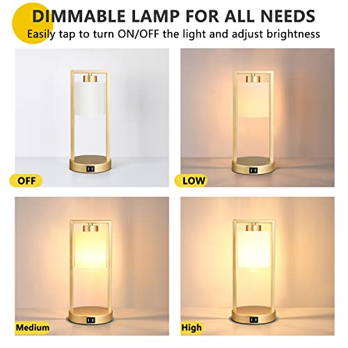 Easebri Gold&White Lamps Set Of 2, Touch Table Lamp 3-Way Dimmable, 16” Bedside Nightstand Lamps With Frosted Glass Shade, Industrial Desk Lamps For Bedroom Living Room Office, Led Bulbs Included #TOP1