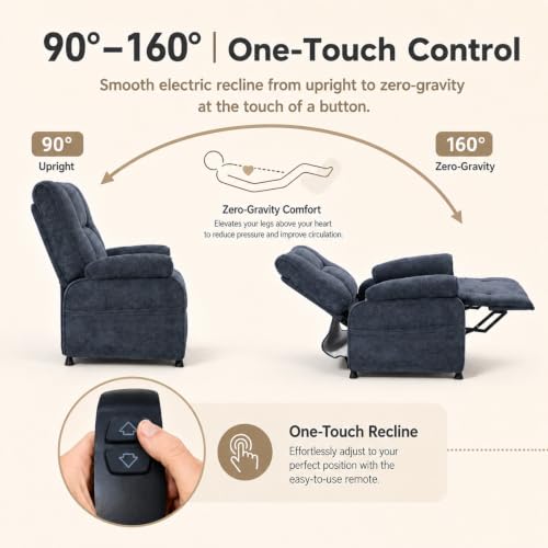 Image of Electric Recliner Chair, 90 to 160 Adjustment with Remote, Blue