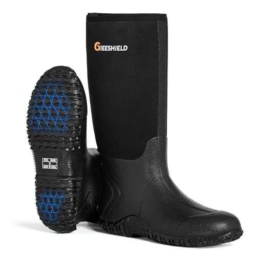 GIEESHIELD Rubber Boots for Men And Women Waterproof Insulated Hunting & Work Boots with Steel Shank Durable Anti-Slip Outdoor Boots for Farming Gardening Fishing Mud Working(Black Next G2 Camo)