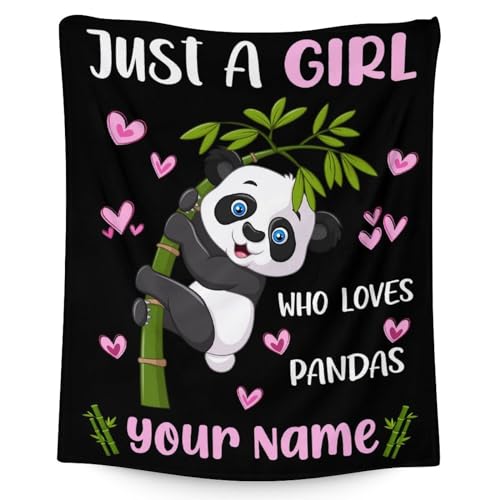 Mercuryelf Custom Panda Throw Blanket - Soft, Fuzzy & Warm - 40x50 Inches Flannel Blankets for Travel, Office - Black Cute Throws Gift for Girls