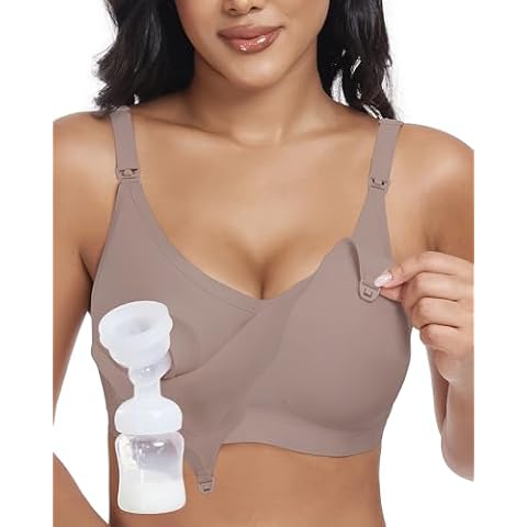 As Fairy Wireless Seamless Pumping Bra Hands Free Nursing Bra Wirefree Comfort Wearable Breast Pump Bra (Light Grey XL) Cover