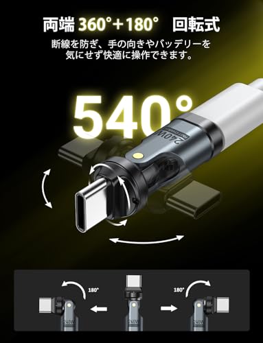 undefined USB-C 変換アダプタ PD240W 540°回転可【2個セット】タイプC 変換アダプタ 急速充電可 データ転送可 片MacBook Pro/Phone15/15 Pro/Galaxy/Google Pixel対応 の商品画像 2