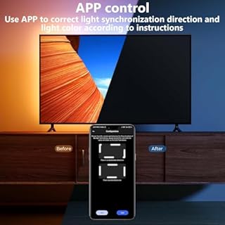 PWAYTEK Smart TV LED Backlight with HDMI 4K30Hz Sync Box, LED Lights for 55-85 inch TVs, 16.4ft RGB led Strip Lights Sync to Screen& Music, Color Changing Lights for TV, PC, Game, APP Control