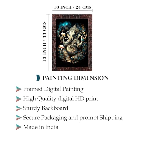 Image of Indianara Lord Ganesha Painting With Frame 13 Inches X 10 Inches