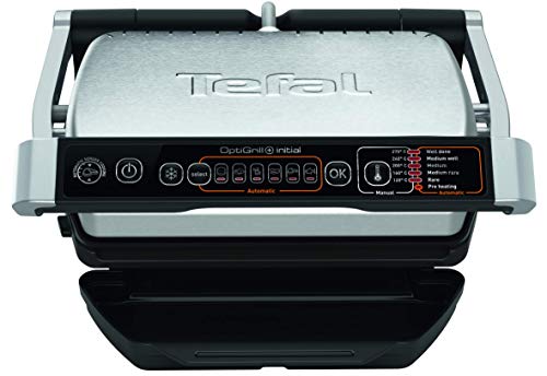 Tefal - Parrilla OptiGrill Initial GC706D12 - Sensor automático, 5 niveles de cocción, 6 programas automáticos, 2000 W, placas lavavajillas