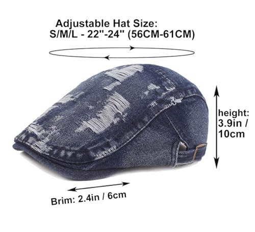Image of Quanhaigou Men's Cotton Flat Ivy Gatsby Newsboy Driving Hat Adjustable Irish Cabbie Ivy Driving Hunting Cap