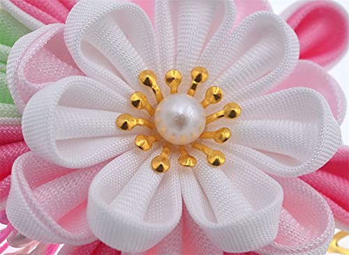 Miao Wu Japanese Hair Clip Cherry Blossom Japanese Hairpin Kimono Hanfu Flower Hair Pin Band Clip Japanese Hair Accessories For Women Girl (Pink) #TOP3