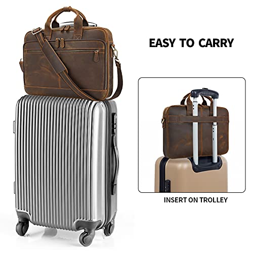Image of Jack&Chris Full Grain Leather Briefcase for Men, Business Messenger Bag Laptop Bag Attache Case, Fits 15.6 Inch Laptop