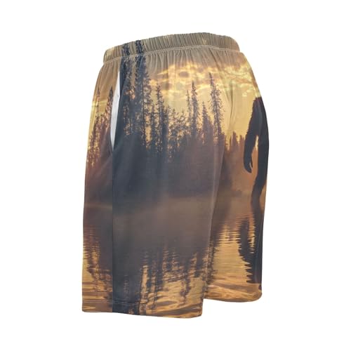 Sasquatch Dusk Men's Sleep Shorts Pajama Pants with Side Pockets Elastic Waistband Drawstring S4