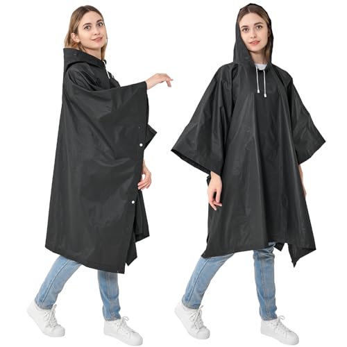 Rain Ponchos for Adults Reusable 2 Pack Waterproof Lightweight for Women and Men with Drawstring Hood - Main Image