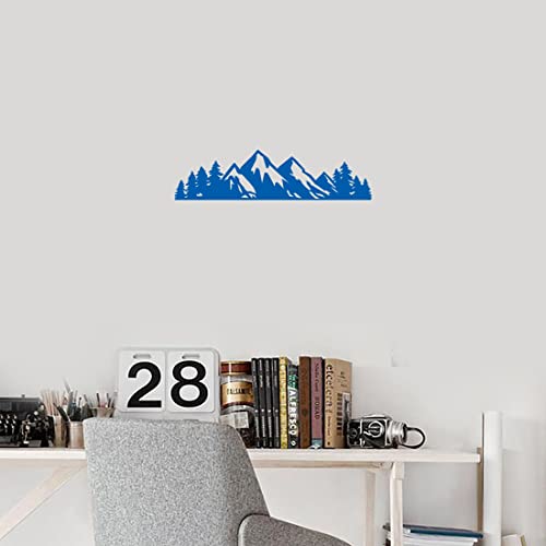 Image of Mountain Tree Forest Vinyl Decal for Car (Azure Blue) (Set of 2) RV Camper Waterproof Small Mountain Car for Bumper Door Panel Car Decal Laptop Tuber Wall Window Phone Mug Accessory Decoration