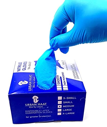 URBAN HAAT Powder-Free Nitrile Gloves (Pack of 50) Medium,Blue (B0BD81ZWHT) Amazon Price History, Amazon Price Tracker