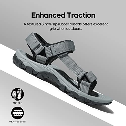 Nortiv 8 Men's Sandals Hiking Sports Lightweight Summer Water Arch Support River Open Toe Athletic Trail Outdoor Walking Sandalsdark/Grey/Black Size 12 Langdo 2 #TOP2