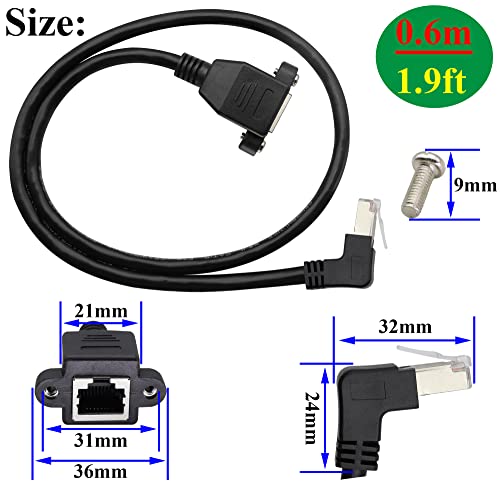 zdyCGTime Cat 6 RJ45 90 Degree Male to Female Shielded Ethernet Network Connector Screw Panel Mount Extension Cable - Image 2