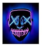 Double Color Led - Halloween Led Mask - Led Face Mask - Led Purge Mask - 10 Option (Pink - Ice Blue)