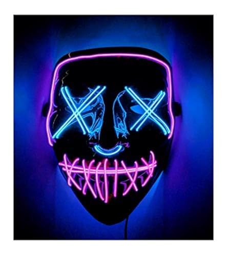 Double Color Led - Halloween Led Mask - Led Face Mask - Led Purge Mask - 10 Option (Pink - Ice Blue)