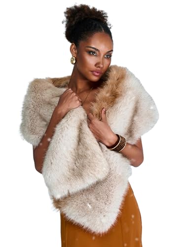 Women’s Luxury Faux Fur Shawl Elegant Winter Scarf, Ultra-Soft Wrap Cozy Extra Warm Faux Fur Scarf