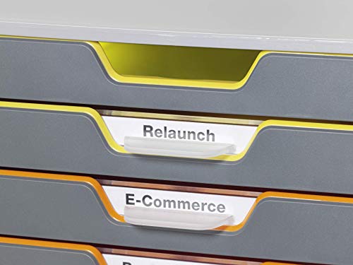 Durable Desktop Drawer Organizer (Varicolor 10 Compartments With Removable Labels) 11" W X 14" D X 11.375" H, Gray & Multicolored (761027) #TOP2