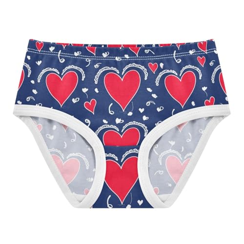 Fancy Toddler Underwear Floral 2t Cotton Panties for Girl Red Heart Blue White Briefs Kids Undies