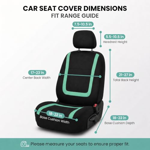 Image of FH Group Car Seat Covers Front Set in Cloth - Car Seat Covers for Low Back Car Seats with Removable Headrest,Universal Fit,Automotive Seat Covers,Washable Car Seat Cover for SUV,Sedan,Van Mint