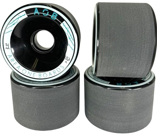 AOB Premium Longboard/Cruiser 2K Rollen Wheels (4 Stck.) Set Rundlauf kalibriert aufgeraut geschliffen (Schwarz 74x52mm 83A)