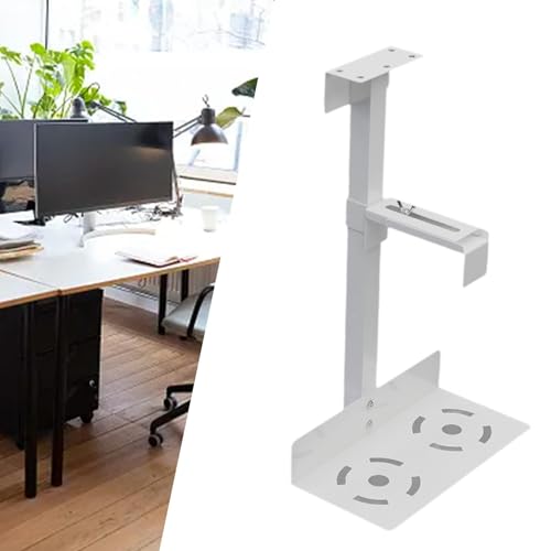 Soporte estable y flexible para torre de computadora, soporte para CPU bajo el escritorio o montaje en pared, blanco miniatura 4