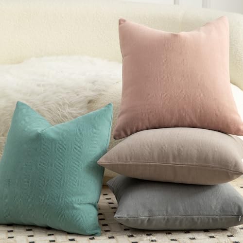 Mandioo Pack of 2 Chenille Throw Pillow Covers Elegant Design Soft and Luxurious Decorative Cushion Covers Pillowcase Couch Sofa Bedroom Living Room Decor 18x18 Inch 45x45cm Camel by MANDIOO - Image 6