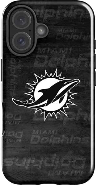 Skinit Impact Phone Case Compatible with iPhone 16 - Officially Licensed NFL Miami Dolphins Retro Logo Design