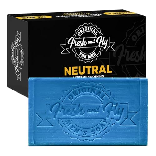 Fresh and Fly Men's Soap Bar for Face, Body, Hair 300g - 4X Bigger 4X Longer - Handmade, Natural Soap Bar - Organic, Moisturizing, and Cleansing Formula for Dry Skin (Soothing Soap)