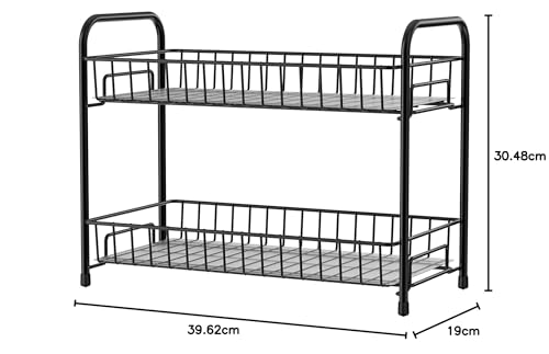 Image of ADD2CART Countertop Organizer Organization, 2 Tier Moveable Corner Shelf for Kitchen, Bathroom, Spice Rack, Coffee Area, Over Sink, Dresser Table