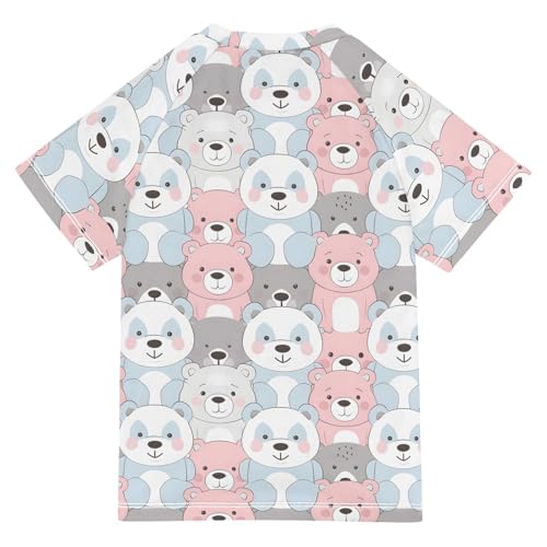 ALAZA Kids Rash Guard Girls Boys Toddler Swim Shirts Short Sleeve Cute Fat Bear UPF 50+ 3T2