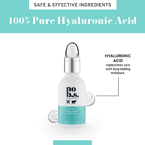 NO B. S. NO BAD STUFF No B.S. (No Bad Stuff) Pure Hyaluronic Acid Serum For Face, Fine Lines & Wrinkles Serum, for All Skin Types, Clean Ingredients, Skin Care for Women & Men, Vegan, Travel Size, Unscented 1 FL Oz