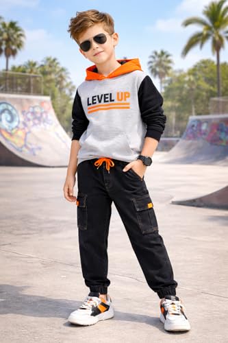 Image of Bold N Elegant Comfy Kid's Trendy Cool Print Washed 6 Pocket Denim Elasticated Jeans Joggers Pant for Baby Boys Girls