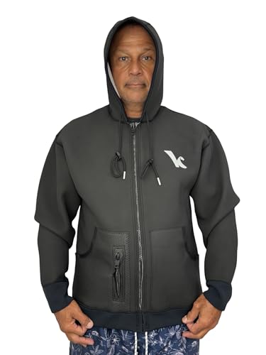 KiteKulture 2.5mm Neoprene Jacket for Surfing, Kitesurfing, Wingfoiling, 2 Front Pockets, Harness Hook Zipper, Lined Hoodie (Medium)