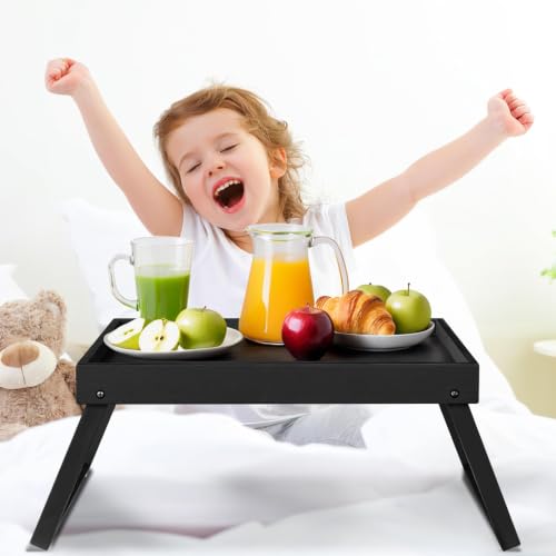 RRX Betttablett aus mit Klappfüßen,Frühstückstablett im Bett (Schwarz) – Ansicht 8