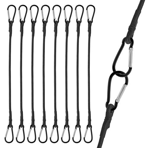 Tendeur Elastique avec Mousqueton, 8 Pièces 25cm Tendeurs élastiques avec Mousqueton, Tendeurs Elastique avec Mousqueton pour Camping, Bâches, Tente, Bagages, Voitur et Motos