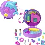 Polly Pocket Dolls and Playset, Dolphin Rescue & Play Compact, Animal Toy with 2 Micro Dolls, Sea Pets, Ocean Accessories