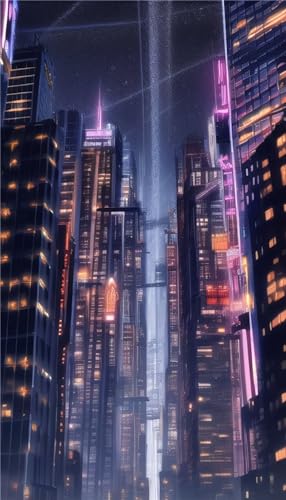 Kit complet de diamond painting 5D grand format 70x210 cm vue nocturne de la ville pour adulte