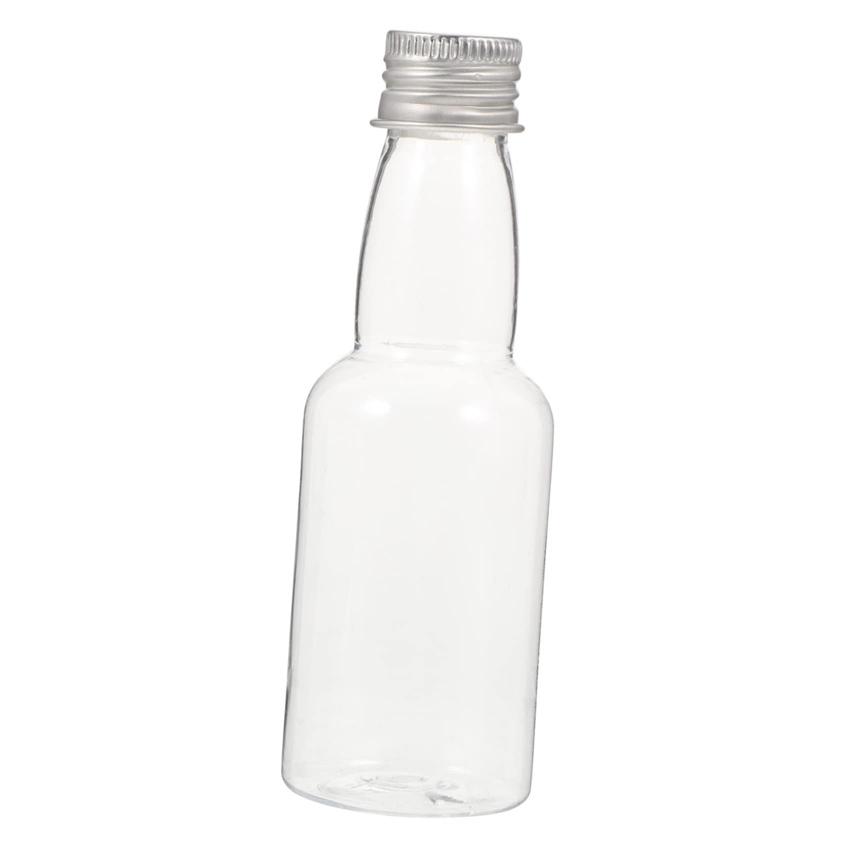 Bouteille de vin 50ml en plastique transparent et bouchon aluminium argenté, lot de 50 pièces