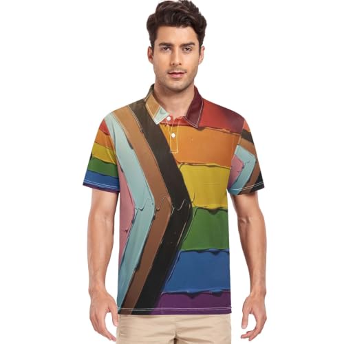 Polo de golf extensible homme arc-en-ciel LGBT pour swing sport