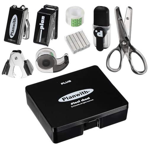 Juego de accesorios para escritorio PATIKIL de 8 piezas con grapadora y tijeras en color negro